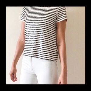 J. Crew Black & White Striped Short Sleeve Tee